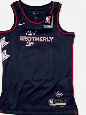 Nike 76ers 'City of Brotherly Love' Jersey - Navy & Red size s